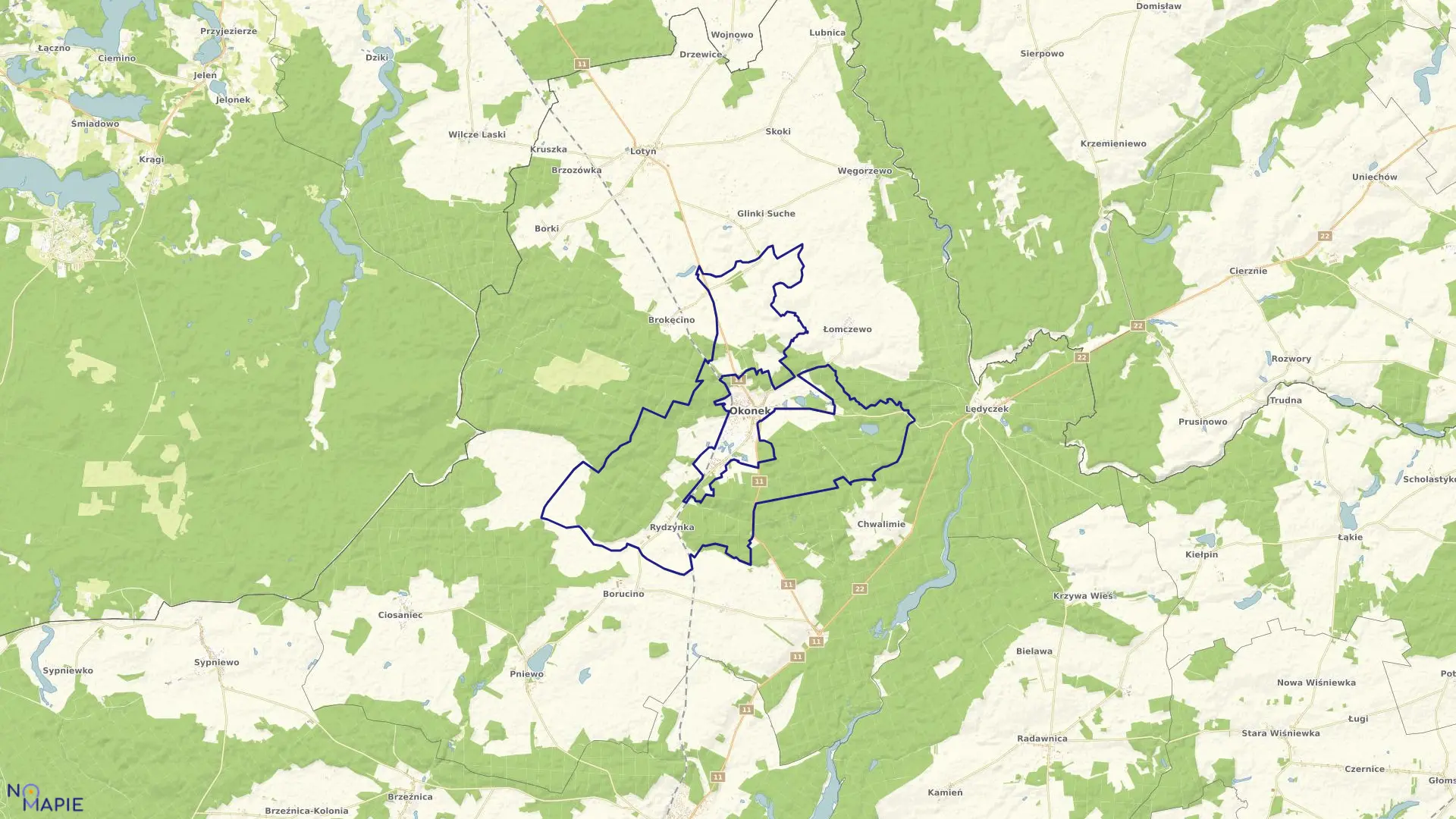 Mapa obrębu ANIELIN w gminie Okonek