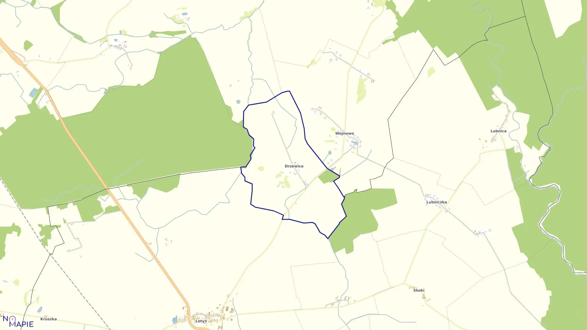 Mapa obrębu DRZEWICE w gminie Okonek