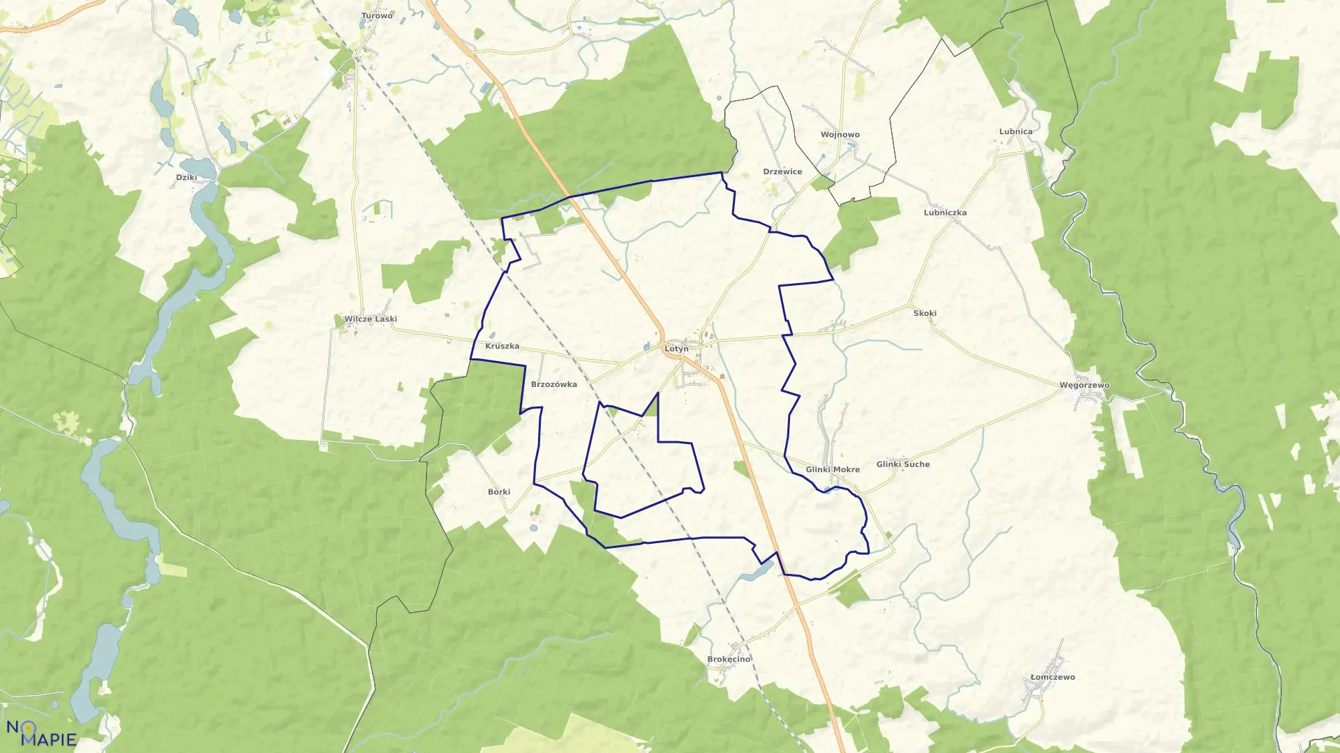 Mapa obrębu LOTYŃ w gminie Okonek