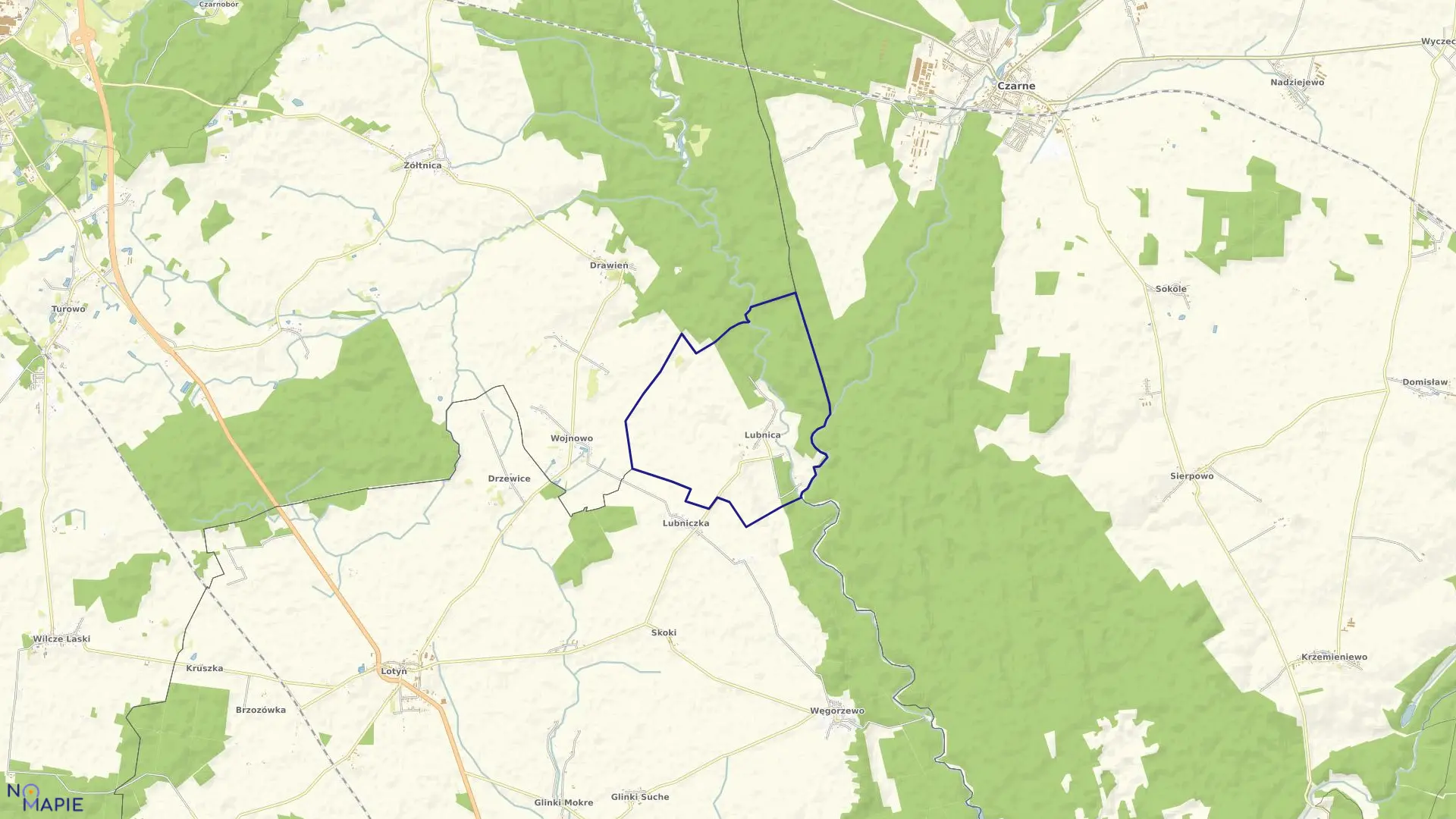 Mapa obrębu LUBNICA w gminie Okonek