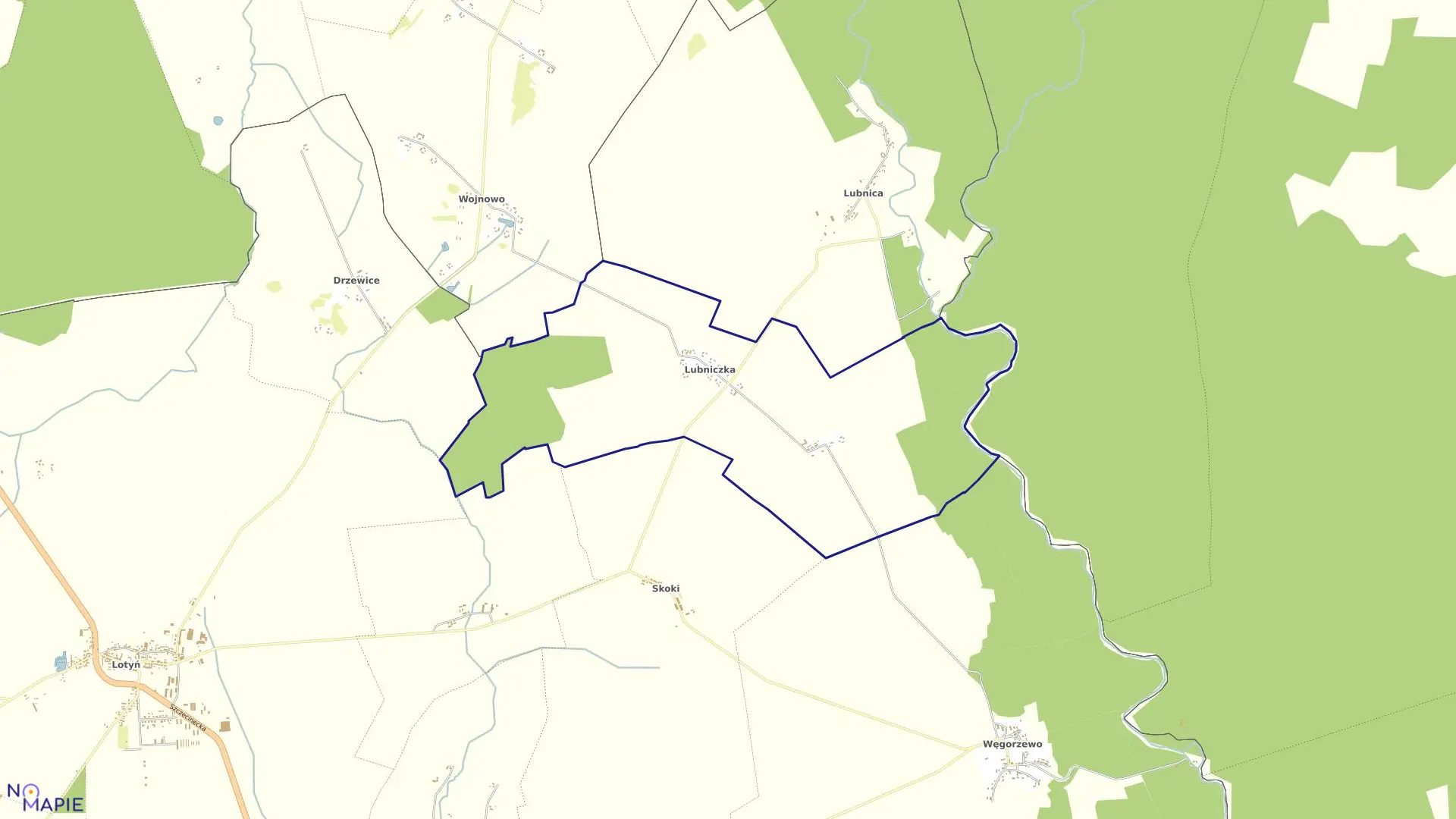 Mapa obrębu LUBNICZKA w gminie Okonek